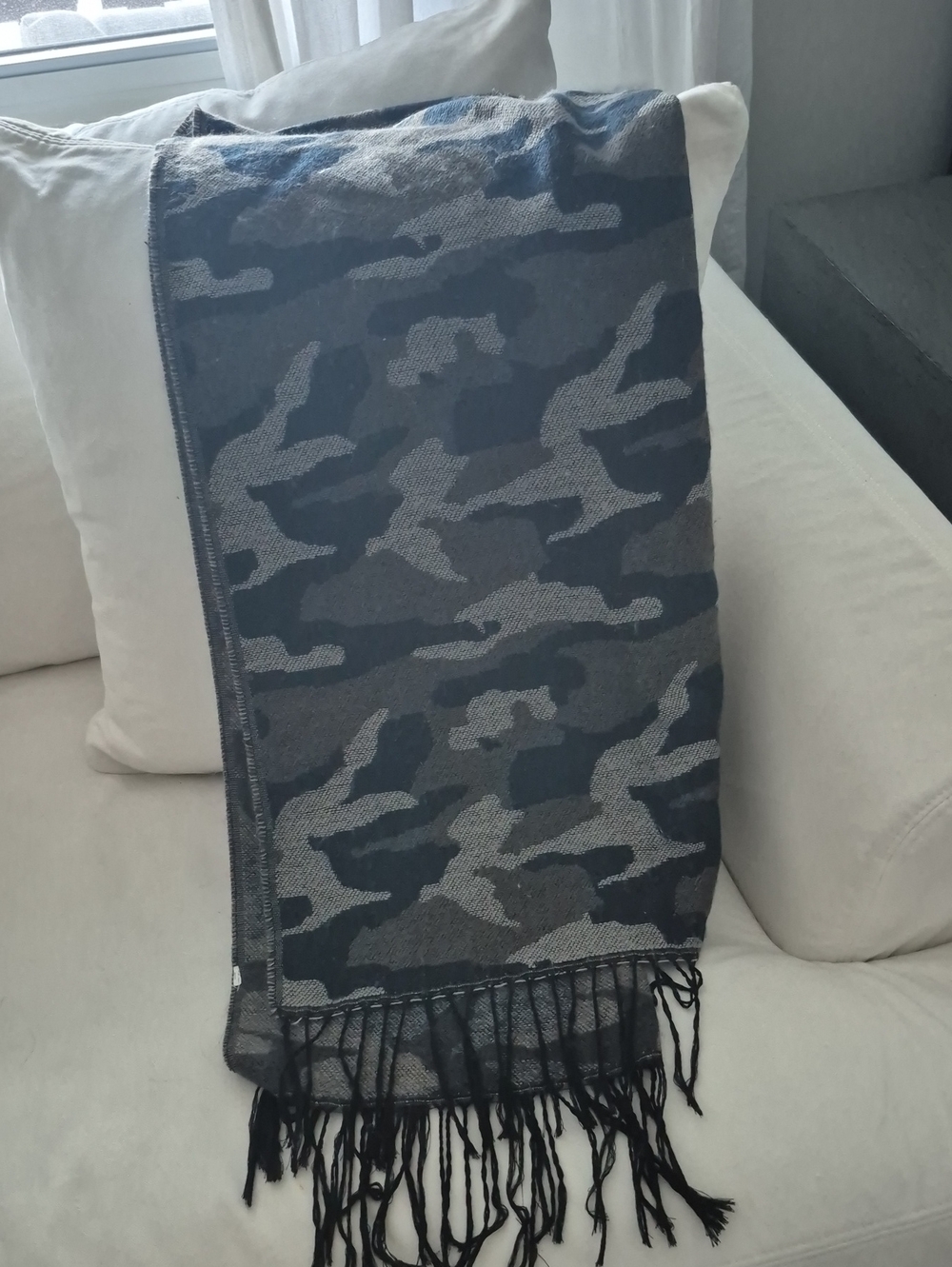 Gray Camo Scarf - Stylish Everyday Accessory